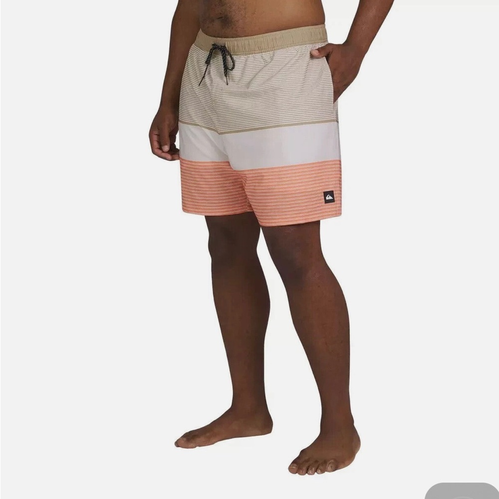 Quiksilver Floral, Khaki Swim Shorts - UV Protection 50